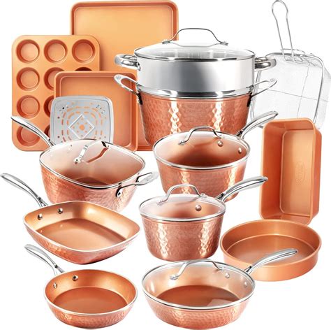 Amazon.com: Gotham Steel Hammered Copper Collection – 20 Piece Premium ...