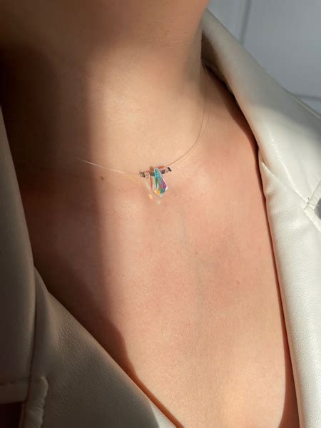Чокер - невидимка на леске со сверкающей подвеской Swarovski, ToSamoe ...