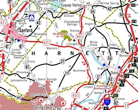 Highway Map of Harnett County, North Carolina - 21st Century North ...