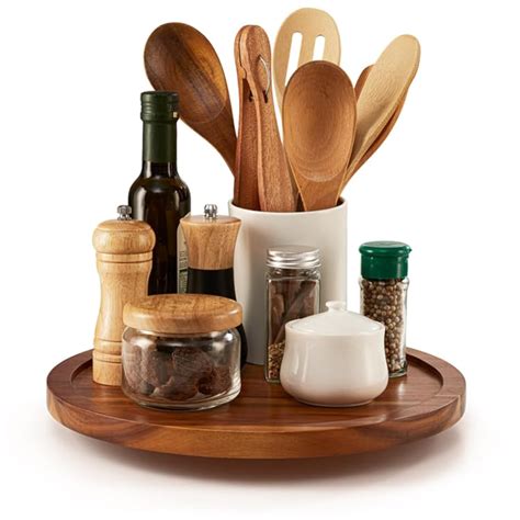 Snapklik.com : TIDTIA 10" Acacia Wood Lazy Susan Organizer For Cabinet ...