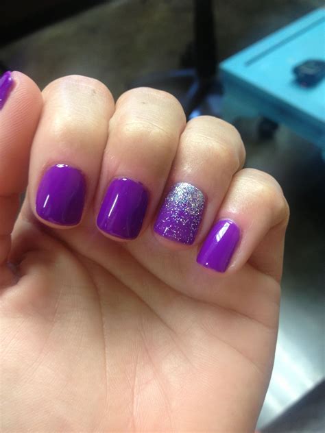 Purple and glitter | Purple glitter nails, Silver glitter nails, Nails