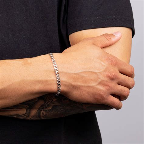 Men's 9ct White Gold Metric Curb Chain Bracelet | Buy Online | Free ...