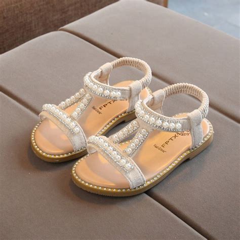 Cute Pearl Crystal Princess Sandals for Baby Girls