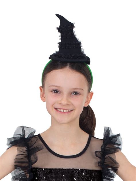 Elphaba Mini Witch's Hat on Headband for Kids - Wicked | Costume World NZ