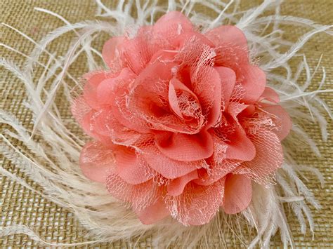 Coral Hair Clip, Coral Floral Hair Clip,Spring Wedding Flower Clips ...
