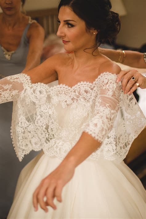 Polina Ivanova Atelier | Off-shoulder Bolero | Lace Wedding Bolero, Bridal Bolero, Wedding ...