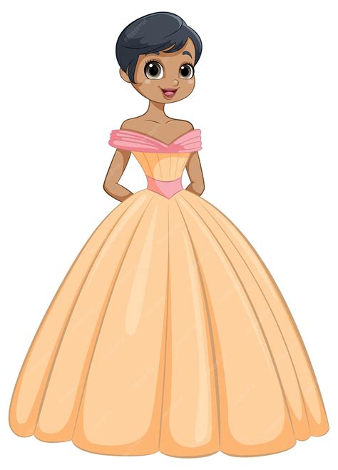 Niña elegante con vestido de melocotón | Vector Premium