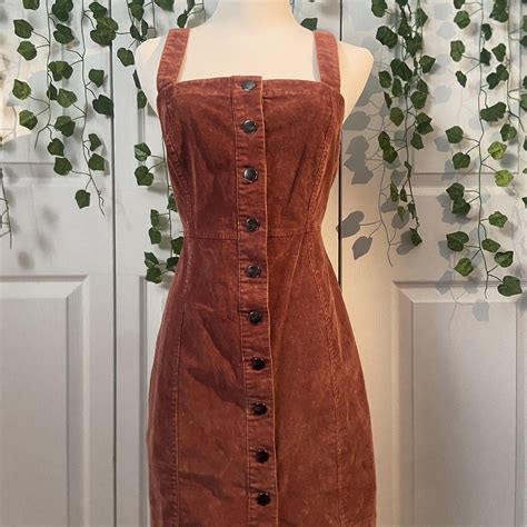 orange corduroy dress aeropostale size medium but... - Depop
