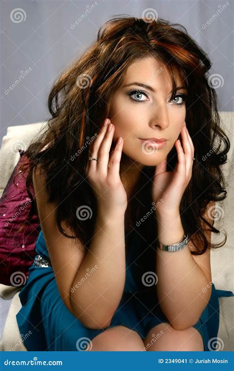 Lovely Brunette with Blue Eyes Stock Image - Image of portrait ...