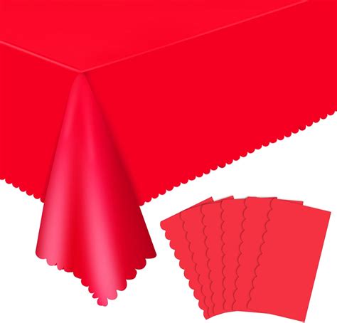 Amazon.com: NatNarr 6 Pack Plastic Red Tablecloths, 54 x 108 Inch ...
