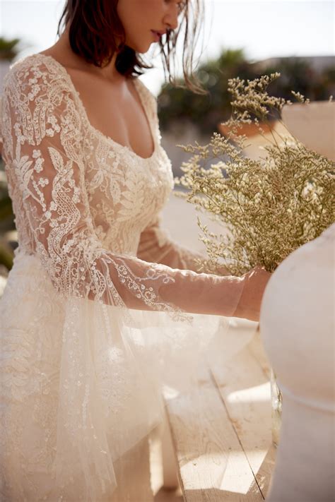 66307: Beaded Fit and Flare Bridal Dress with Keyhole Back | Lillian West