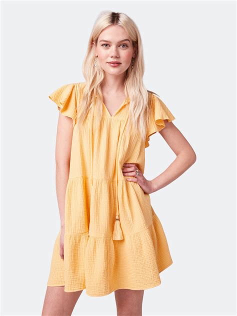 B.O.G. COLLECTIVE Palermo Butter Babydoll Mini Dress - Yellow ...