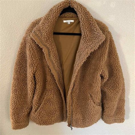 Pacsun Camel Teddy Bear Sherpa Zip Up Jacket Size XS/S - Gem