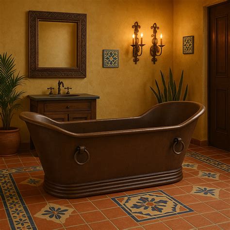 Mexican Hammered Copper Bathtub - Rustic Colonial Charm