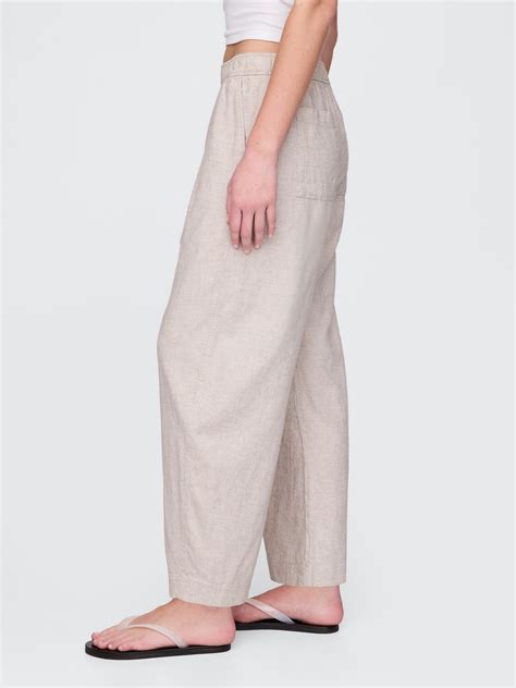Mid Rise Linen-Blend Easy Barrel Pants | Gap
