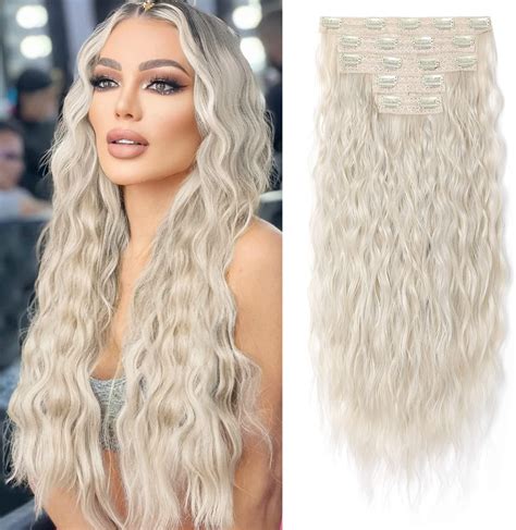 Amazon.com : REECHO Hair Extensions, Blonde Clip in Hair Extensions 24 ...