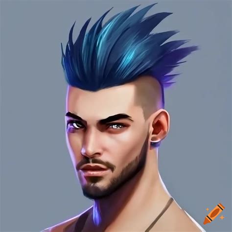 Attractive young man with modern mohawk hairstyle in rogue company and ...