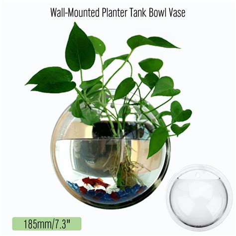 Acrylic aquarium fish tank wall mounted hanging plant pot grow vase ...