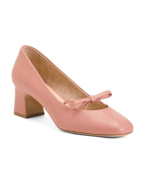 TJ Maxx Zion Leather Pumps With Bow Accent For in Pink | Lyst