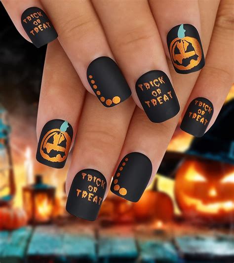 Amazon.com: Morily 24Pcs Black Halloween Press on Nails Short Square ...
