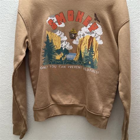 Brown and tan Smokey the Bear sweatshirt | Depop