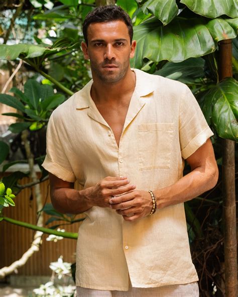 Men's linen camp shirt HAWI in Cream | MagicLinen