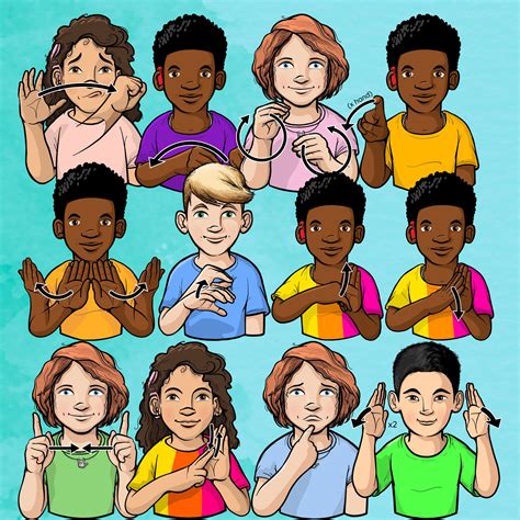 American Sign Language ASL Educational Clip Art Verbs - Etsy