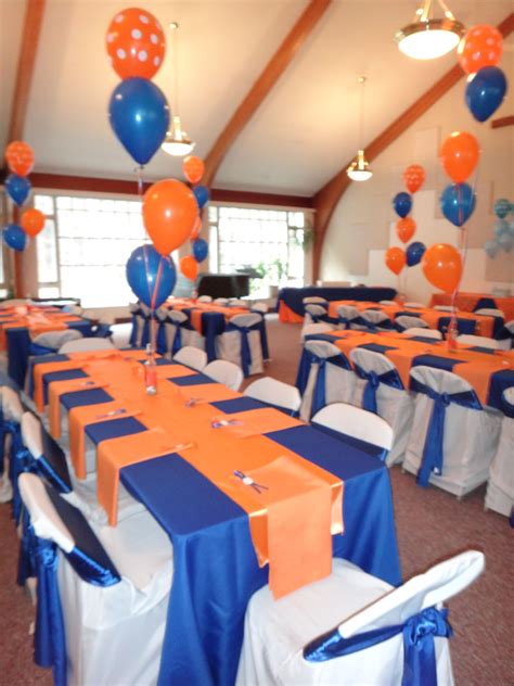Orange and Blue Linen Decor for Party Tables