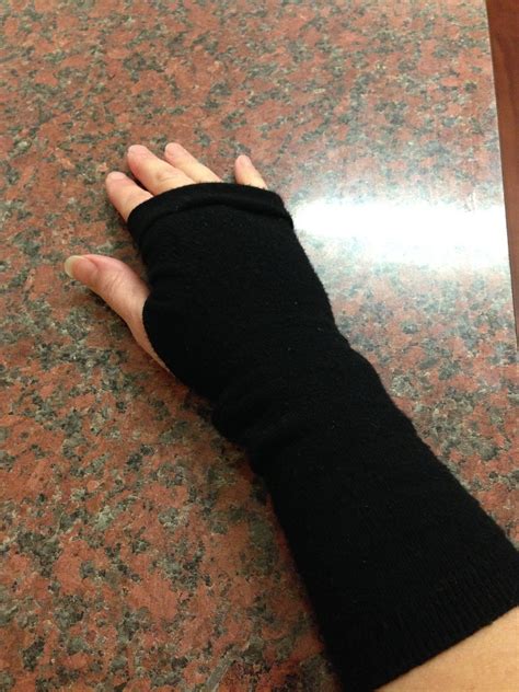 Fingerless hand & wrist warmers. | How to make hand warmers with socks ...