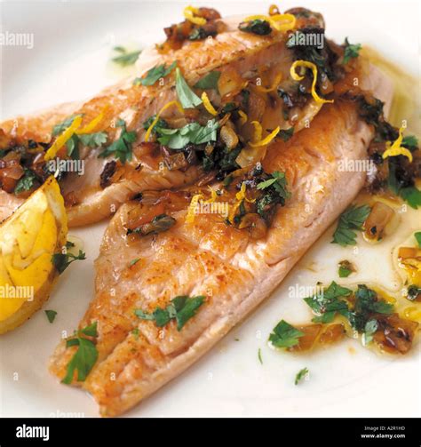 Lemon and Coriander Pan Fried Trout Stock Photo - Alamy