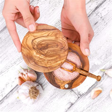 Wooden Salt Cellar with Wooden Spoon - Artisraw