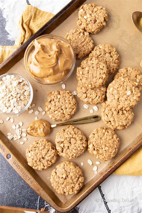 Healthy Peanut Butter Oatmeal Cookies - Beaming Baker