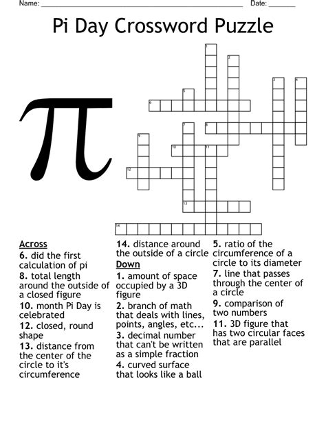 Pi Day Word Search - WordMint