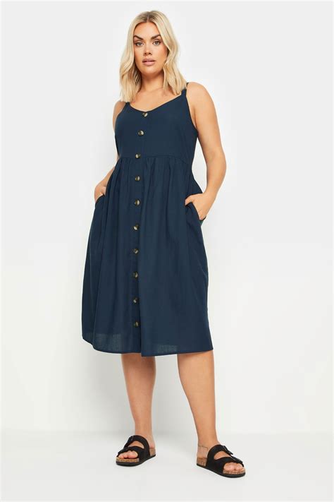 YOURS Plus Size Navy Blue Strappy Sundress | Yours Clothing