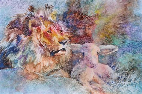 Lion Lamb Painting at PaintingValley.com | Explore collection of Lion ...