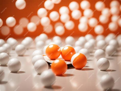Premium AI Image | Ping Pong Frenzy Orange Ping Pong Balls Surrounded with White Background