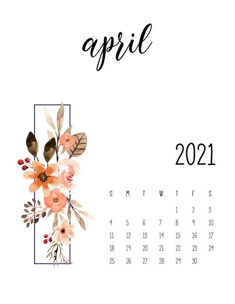Free Printable April 2021 Calendars - World of Printables