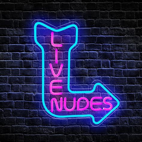 BESTIELAM Neon Sign, Live Nudes for Wall Decor & Room Decor, Blue & Pink Man Cave Funny LED Neon ...