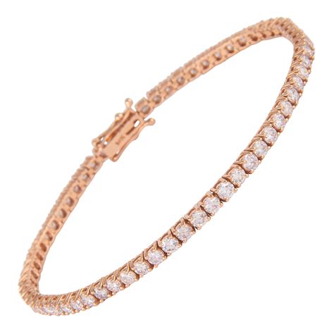 Alexander 4.31 Carat Diamond Tennis Bracelet 14 Karat Rose Gold For Sale at 1stDibs
