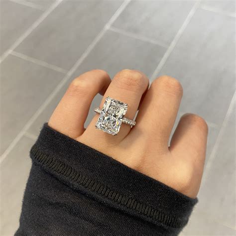 7 carat Radiant Cut Lab Diamond Three-Row Ring | Big wedding rings ...