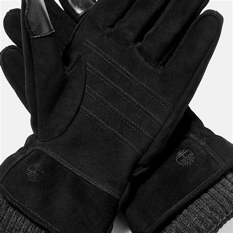 Leather Glove With Rib Cuff for Men in Black