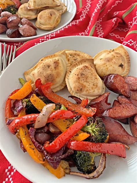 Sheet Pan Pierogies, Sausage, and Vegetables - Apple A Day