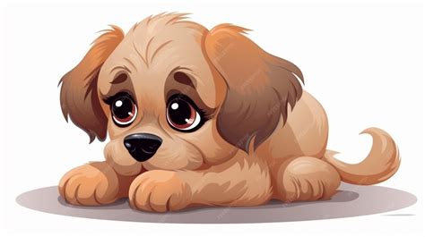 Premium AI Image | A cartoon dog with sad eyes sits on a white background.