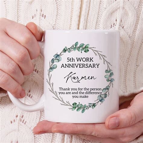 Personalized 5 Year Work Anniversary Gift for Women or Men, Work Friend ...