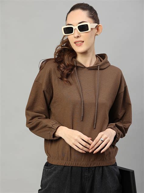 Buy High Star Women Brown Hooded Sweatshirt - Sweatshirts for Women ...