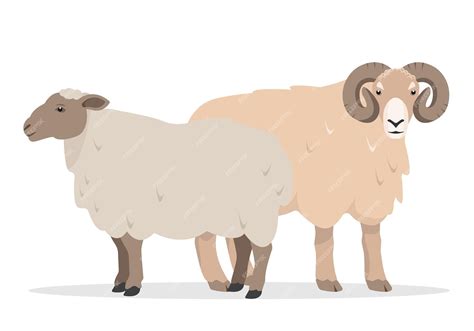Premium Vector | Male and female sheeps Sheep and Ram Farm animals ...