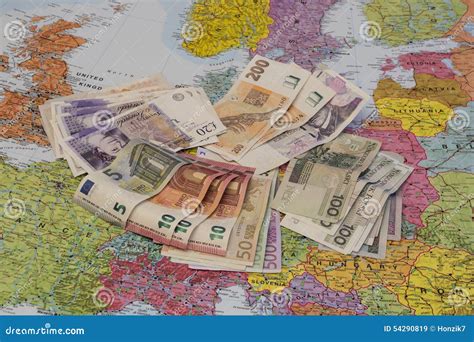 Four Different Currencies Laid Out on Europe Editorial Stock Image - Image of spread, country ...