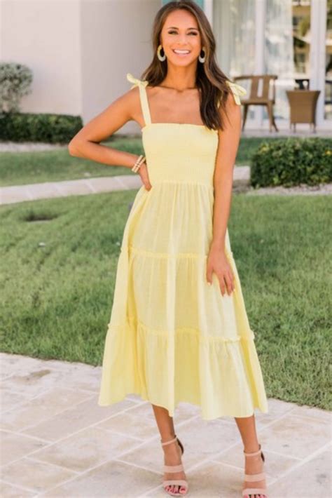 Spring style | Yellow midi dress, Womens boutique dresses, Yellow dress ...