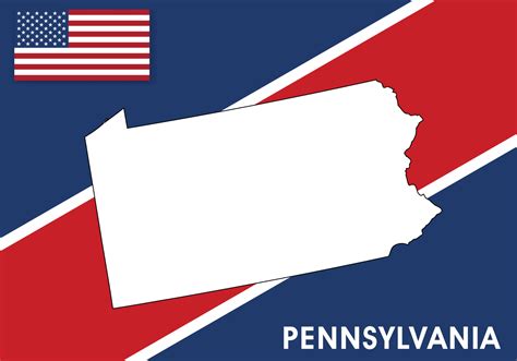 Pennsylvania - USA, United States of America Map vector template. white color map on flag ...