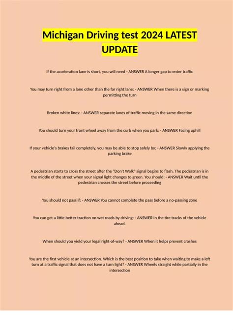 Michigan Driving test 2024 LATEST UPDATE - Michigan Driving - Stuvia US
